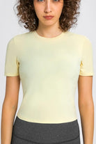 Round Neck Short Sleeve Yoga Tee - Elena Rae Co.