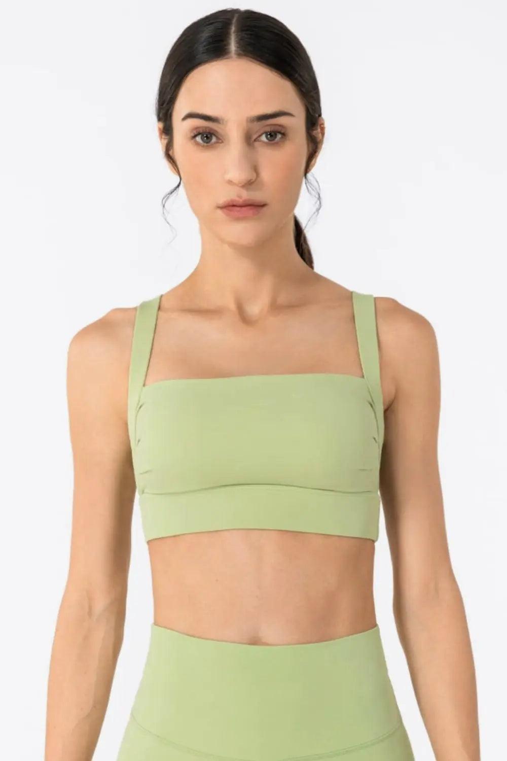 Open Back Pleated Detail Sports Bra - Elena Rae Co.