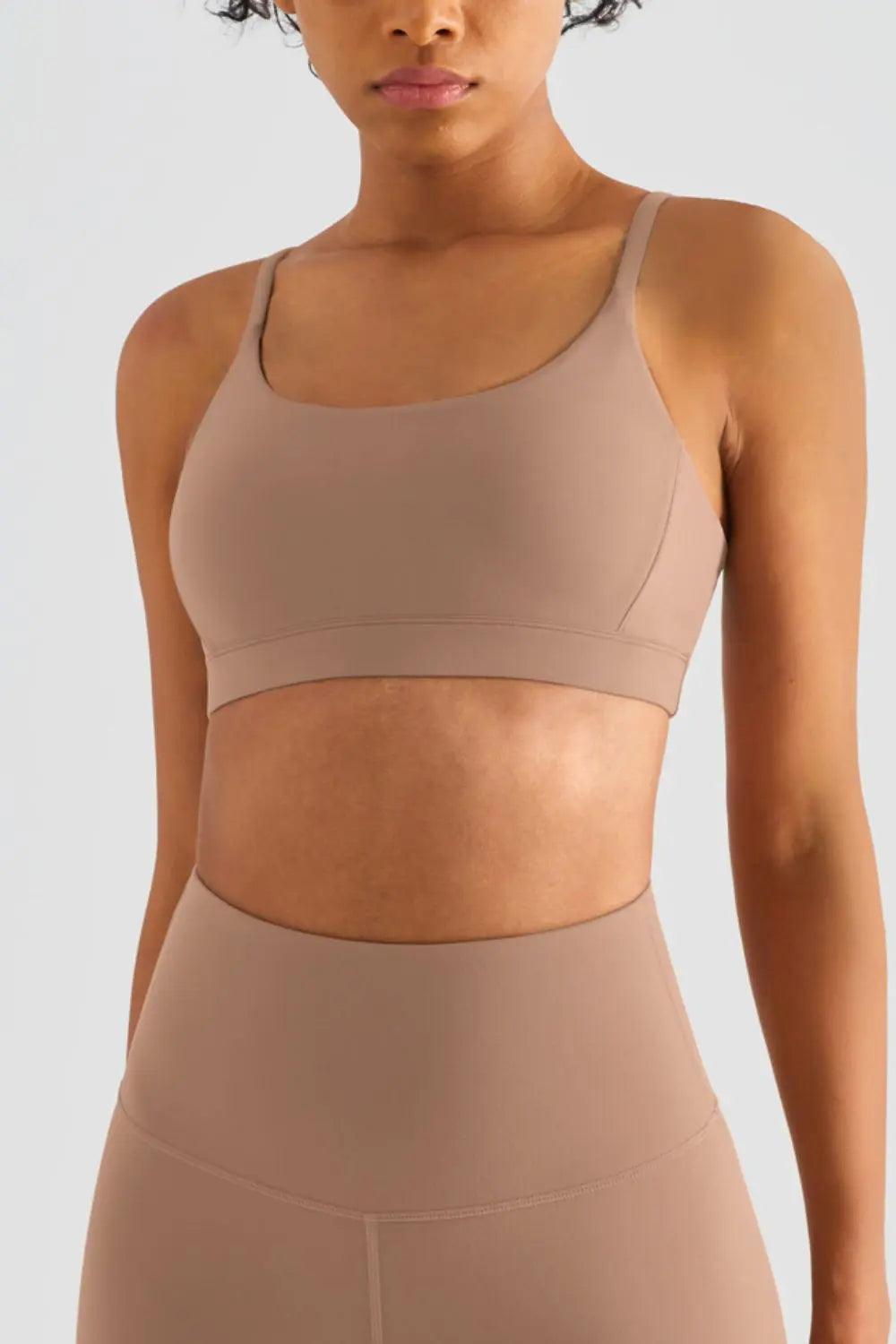 Spaghetti Strap Round Neck Sports Bra - Elena Rae Co.