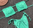 Frill Trim Ruched Bikini Set.