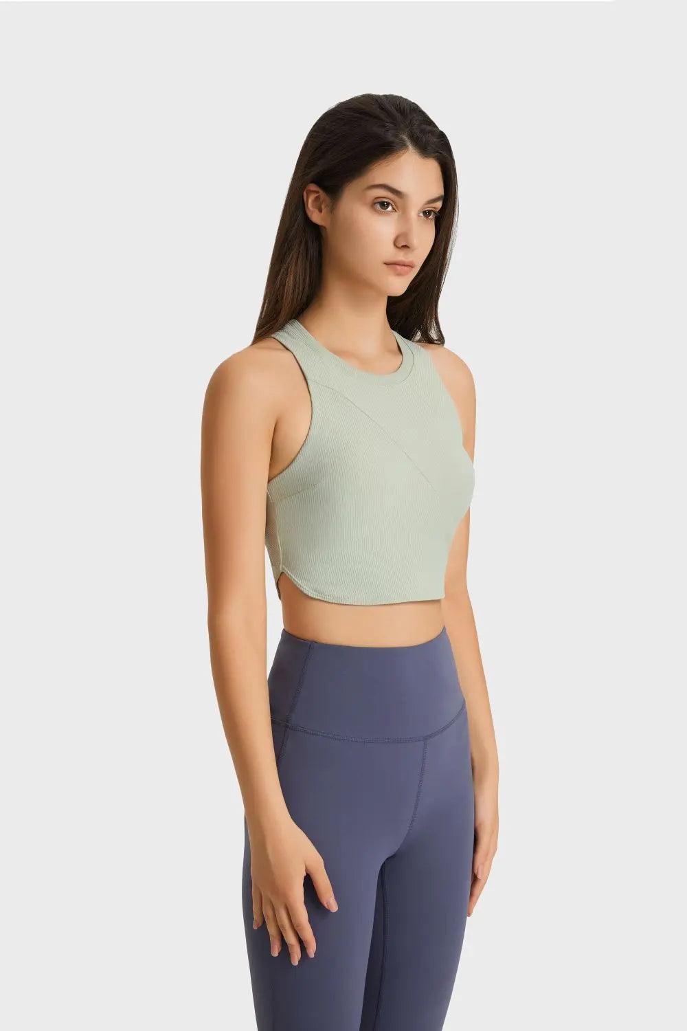 Racerback Hem Detail Sports Bra - Elena Rae Co.