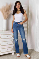 Judy Blue Full Size Distressed Raw Hem Jeans - Elena Rae Co.