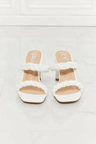 MMShoes In Love Double Braided Block Heel Sandal in White.