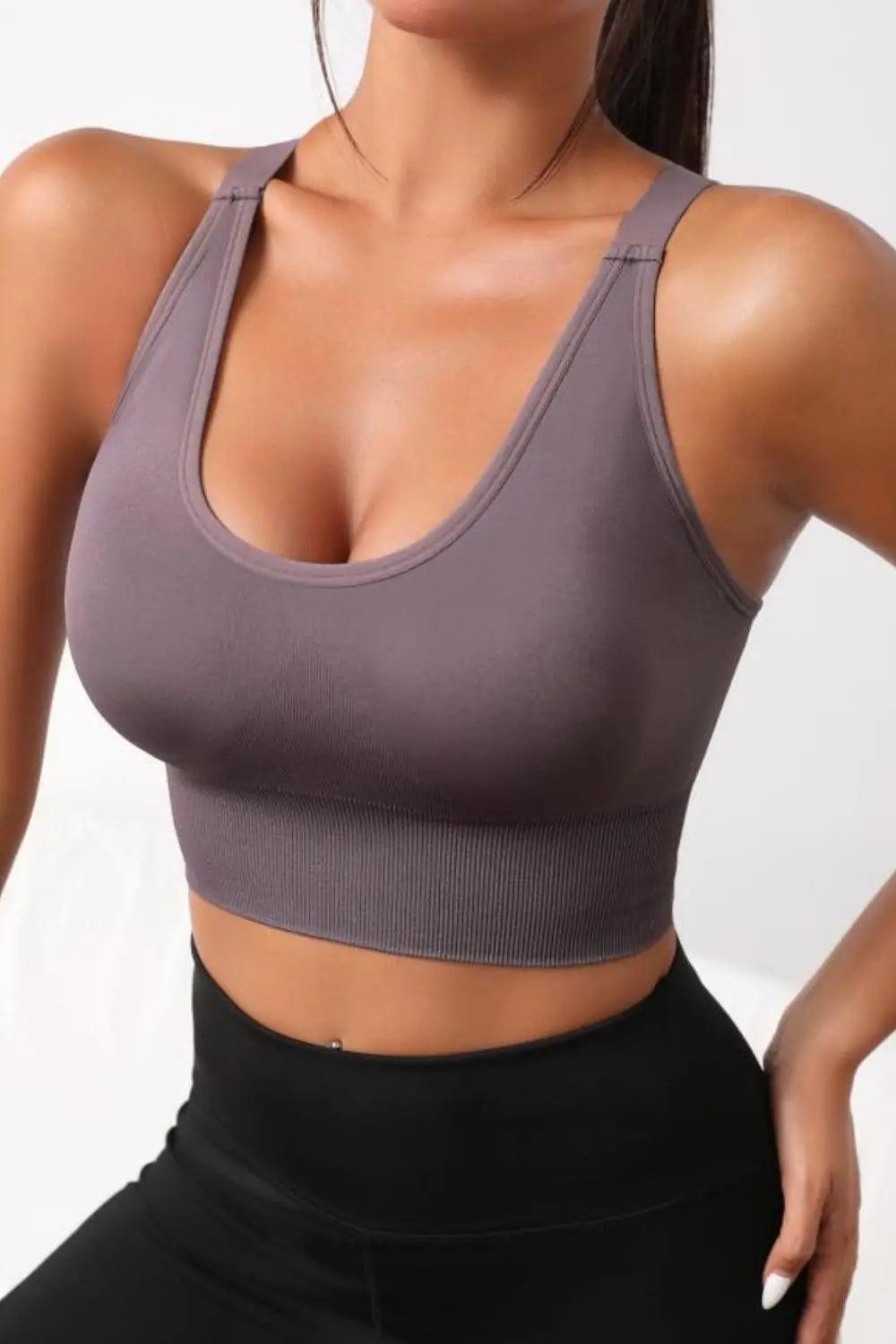 Scoop Neck Long Active Bra - Elena Rae Co.