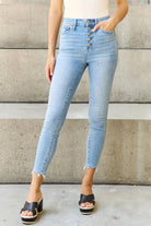 Judy Blue Full Size Button Fly Raw Hem Jeans - Elena Rae Co.