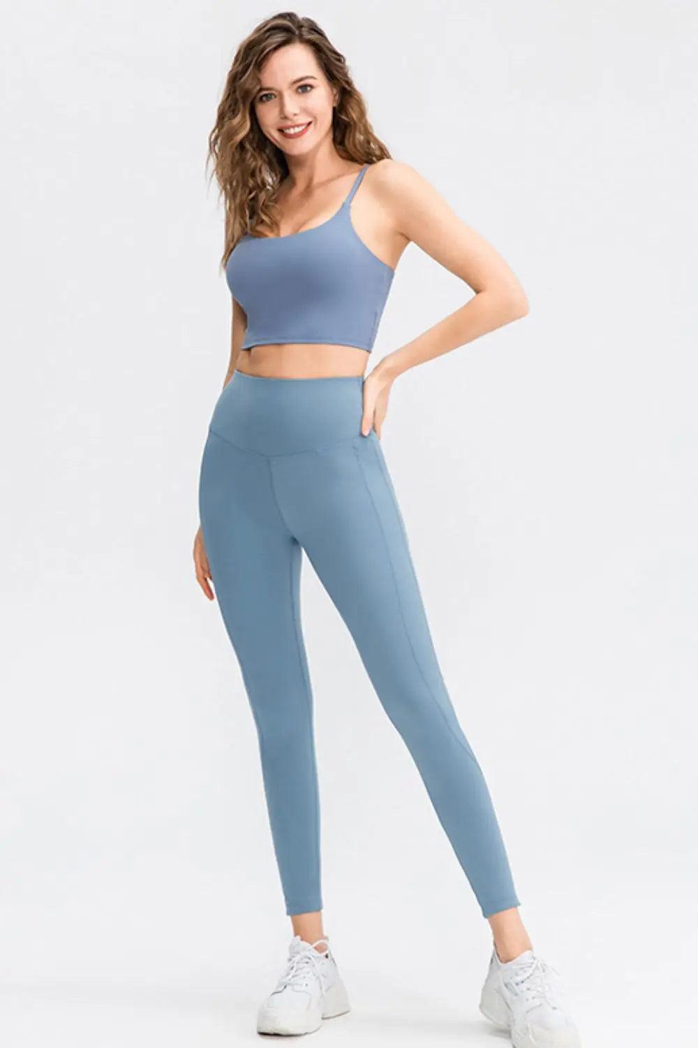 Wide Waistband Slim Fit Long Sports Pants - Elena Rae Co.