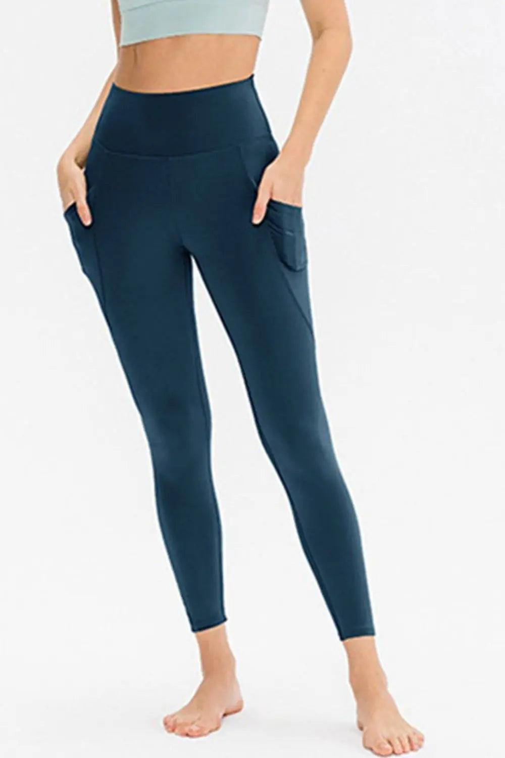 Slim Fit Long Active Leggings with Pockets - Elena Rae Co.