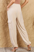 HYFVE Chic For Days High Waist Drawstring Cargo Pants in Ivory - Elena Rae Co.