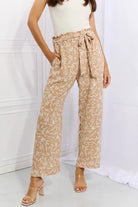 Heimish Right Angle Full Size Geometric Printed Pants in Tan - Elena Rae Co.