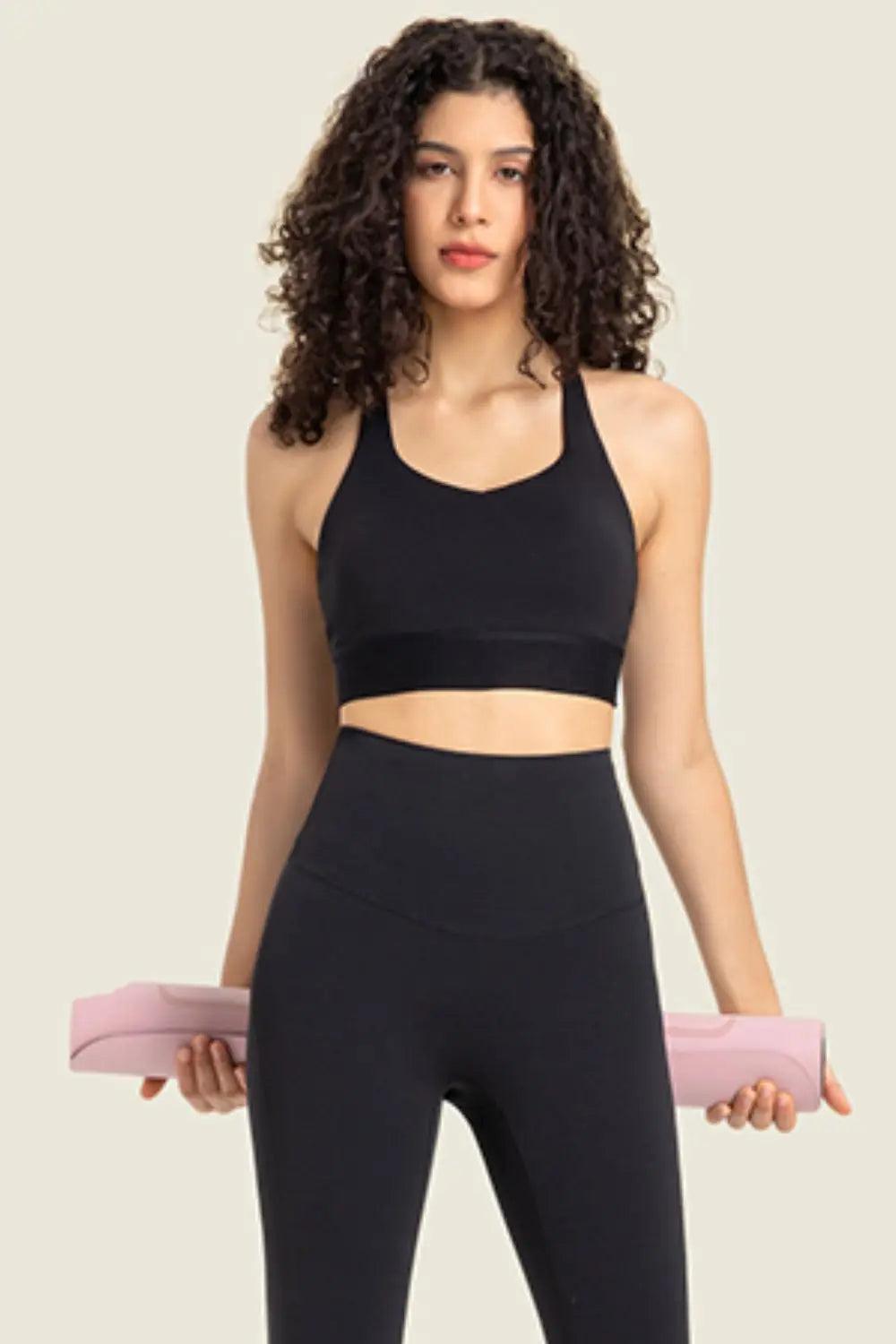 Feel Like Skin Racerback Halter Neck Sports Bra - Elena Rae Co.