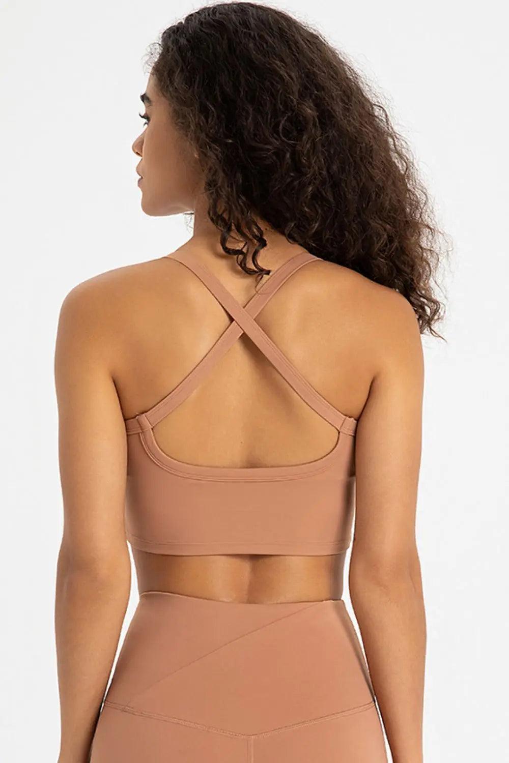 Crisscross Back V-Neck Sports Bra - Elena Rae Co.