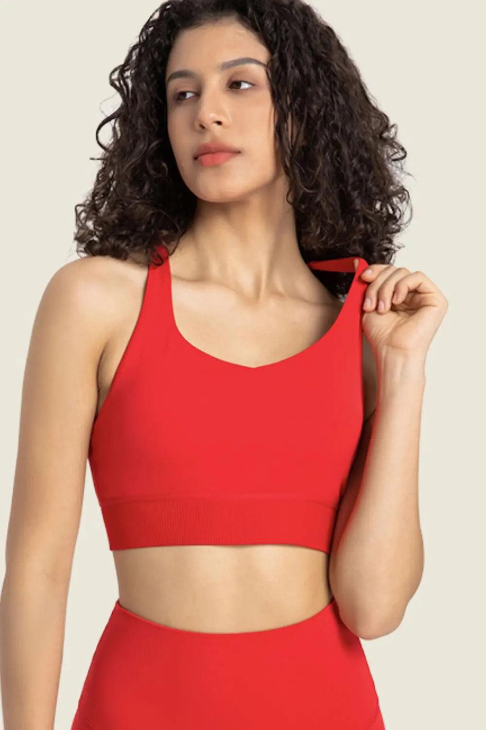 Feel Like Skin Racerback Halter Neck Sports Bra - Elena Rae Co.