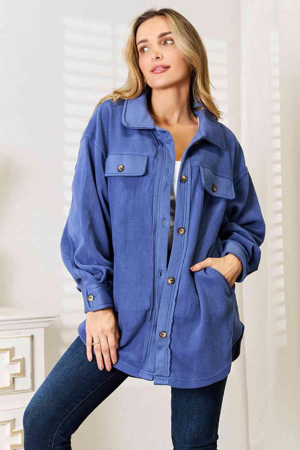 Heimish Cozy Girl Full Size Button Down Shacket - Elena Rae Co.