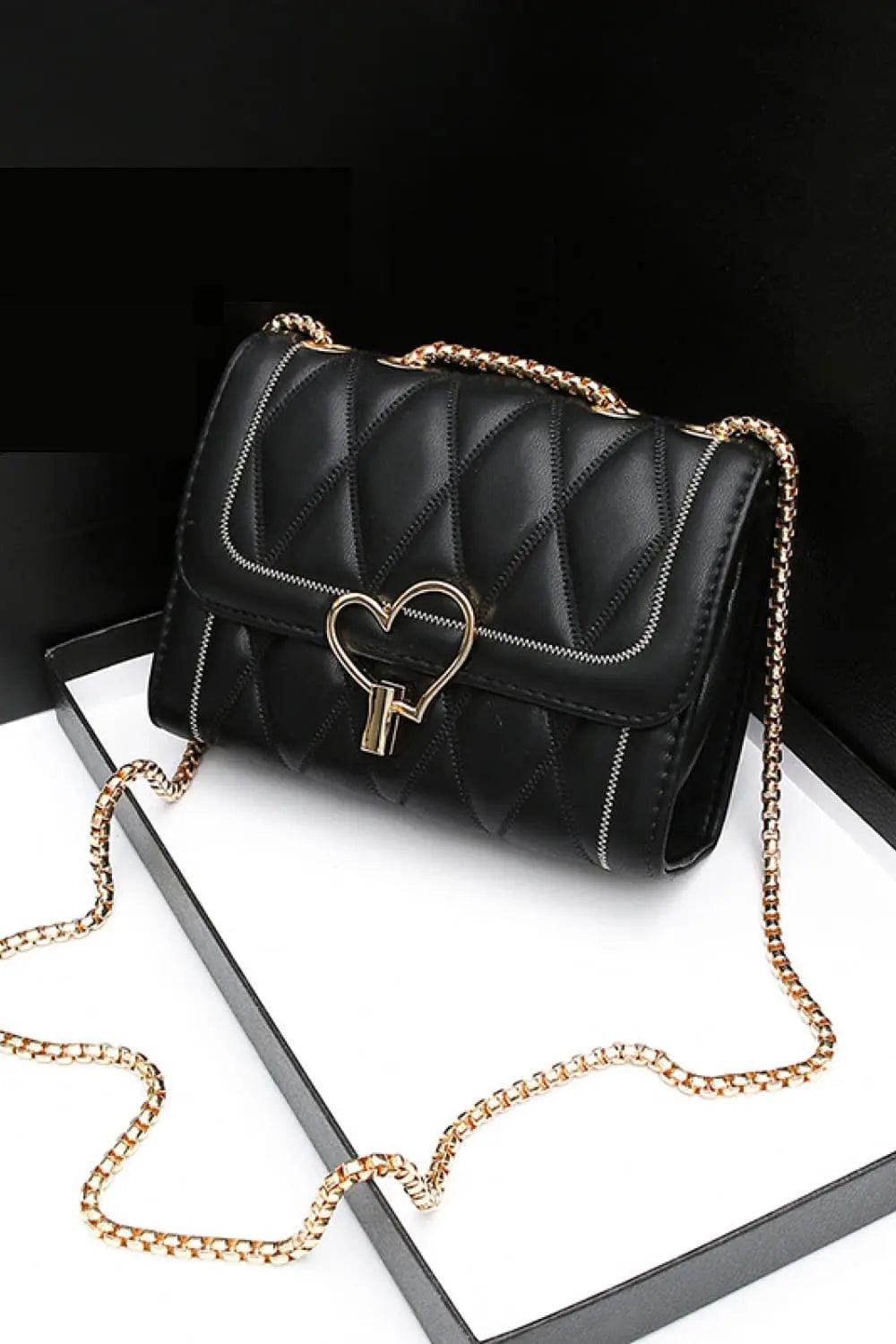 Heart Buckle PU Leather Crossbody Bag - Elena Rae Co.