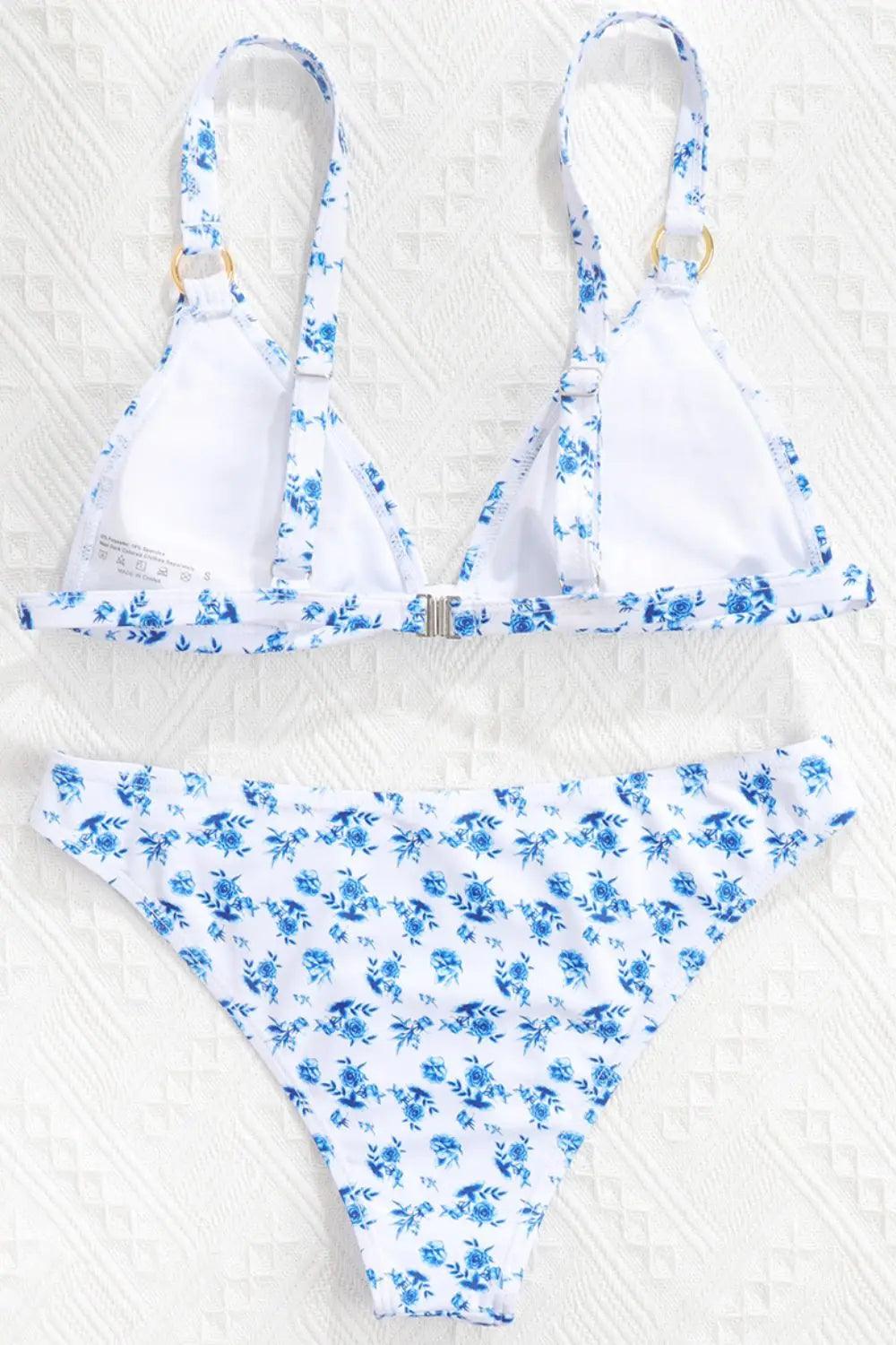 Floral Ring Detail Bikini Set.