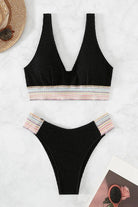 Contrast Textured High Cut Swim Set.