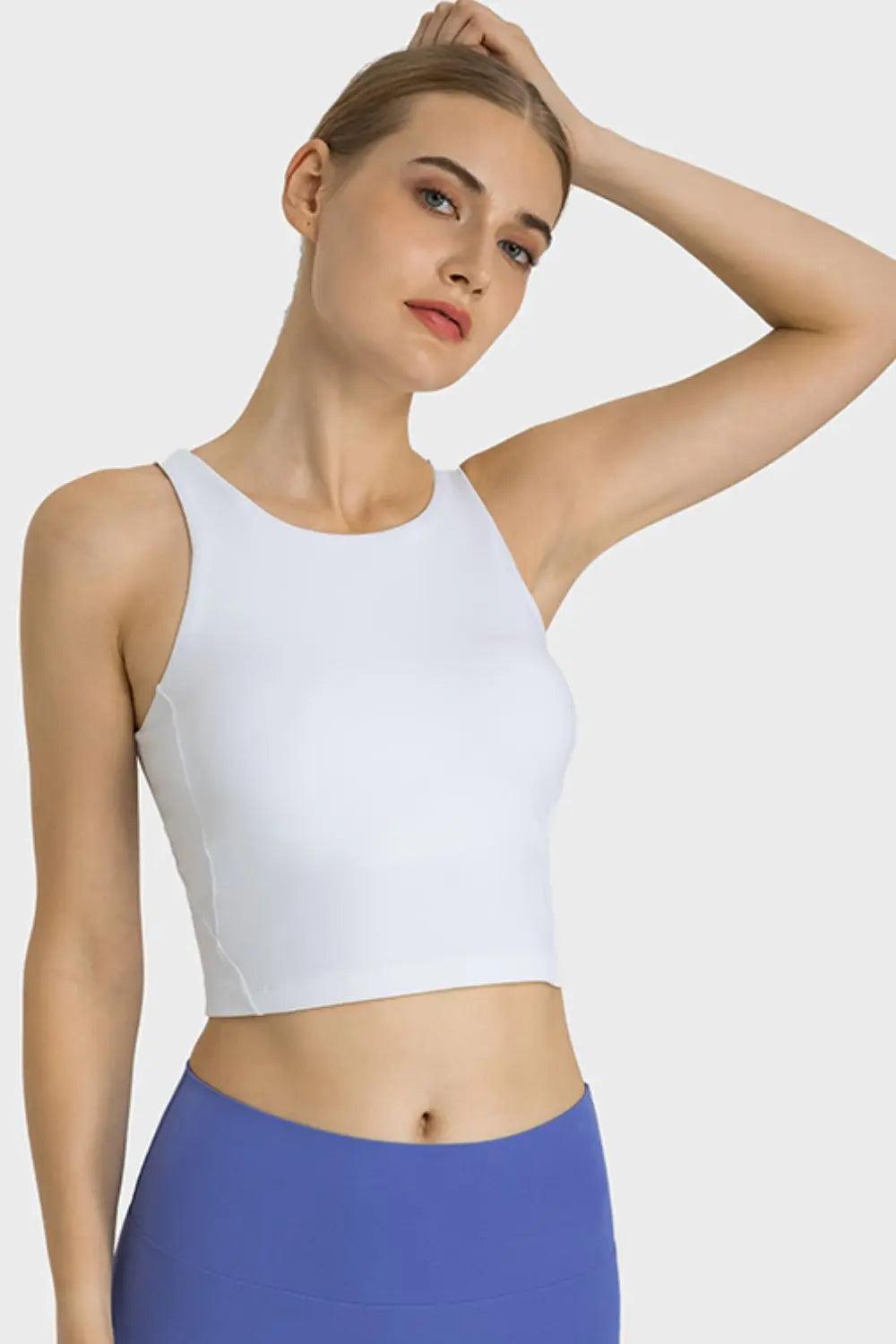 Feel Like Skin Highly Stretchy Cropped Sports Tank - Elena Rae Co.