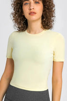 Round Neck Short Sleeve Yoga Tee - Elena Rae Co.