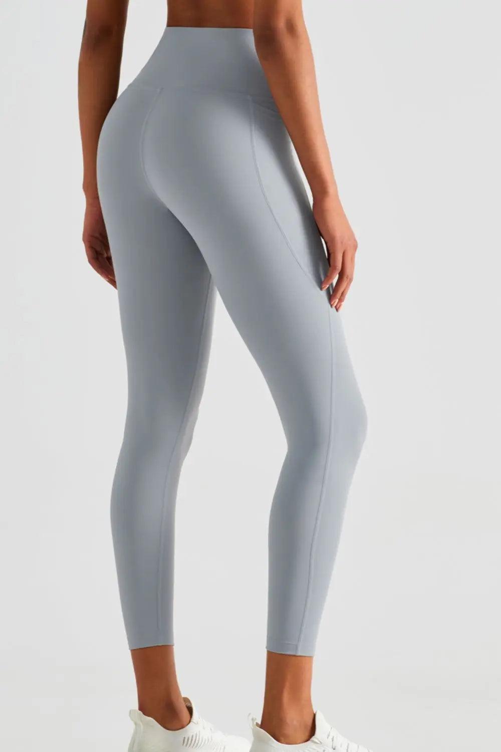 Wide Waistband Sports Leggings with Pockets - Elena Rae Co.