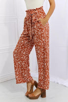 Heimish Right Angle Full Size Geometric Printed Pants in Red Orange - Elena Rae Co.