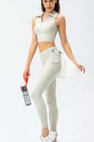 Full Size Slim Fit High Waist Long Sports Pants with Pockets - Elena Rae Co.