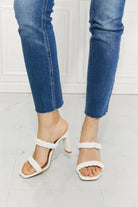 MMShoes In Love Double Braided Block Heel Sandal in White.