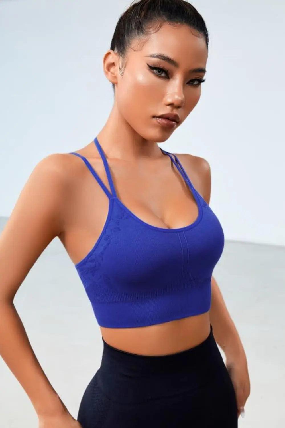 Strappy Scoop Neck Sports Bra - Elena Rae Co.