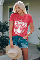 NASHVILLE COUNTRY MUSIC Graphic Round Neck Tee Shirt - Elena Rae Co.