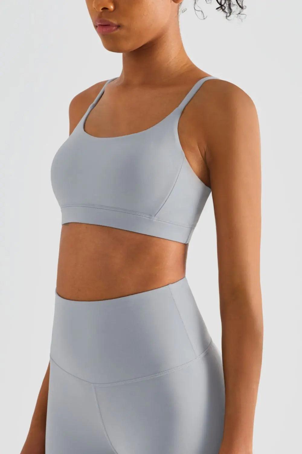 Spaghetti Strap Round Neck Sports Bra - Elena Rae Co.