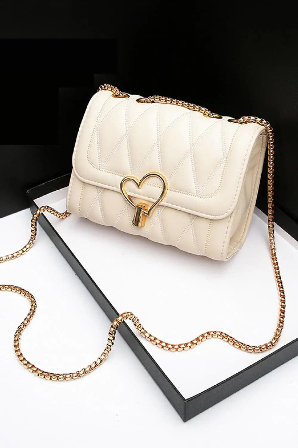 Heart Buckle PU Leather Crossbody Bag - Elena Rae Co.