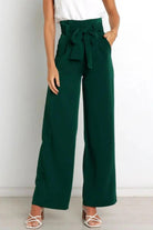 Tie Front Paperbag Wide Leg Pants - Elena Rae Co.