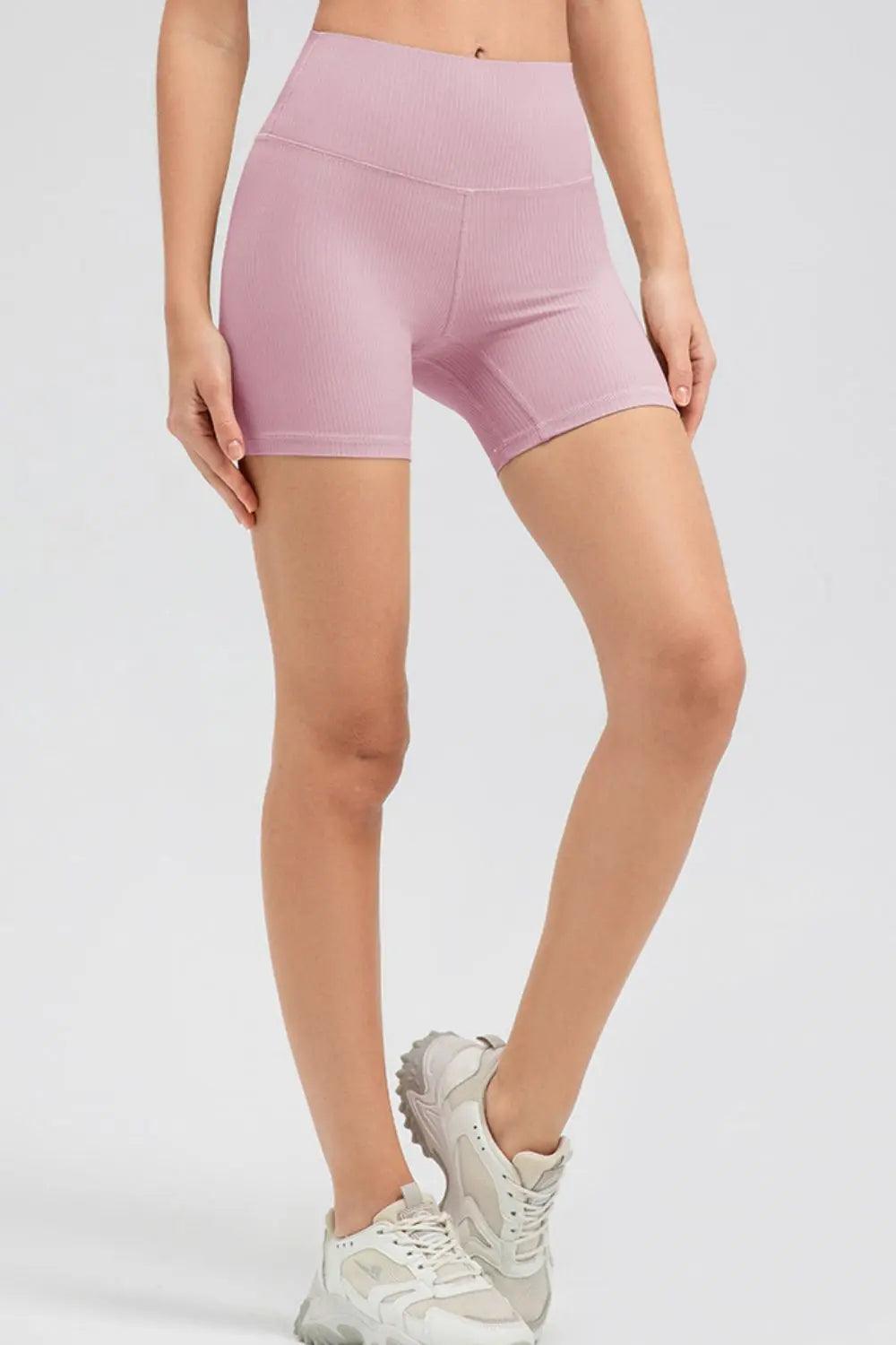 Wide Waistband Slim Fit Sports Shorts - Elena Rae Co.