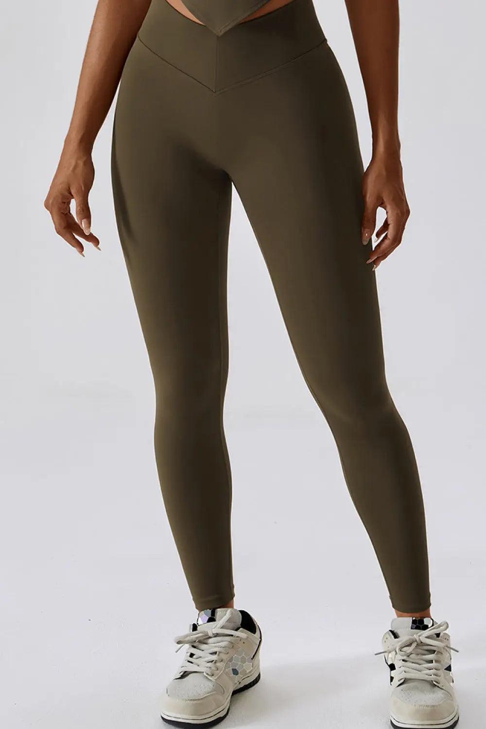 Wide Waistband Slim Fit Back Pocket Sports Leggings - Elena Rae Co.