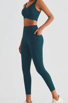 Wide Waistband Sports Leggings with Pockets - Elena Rae Co.