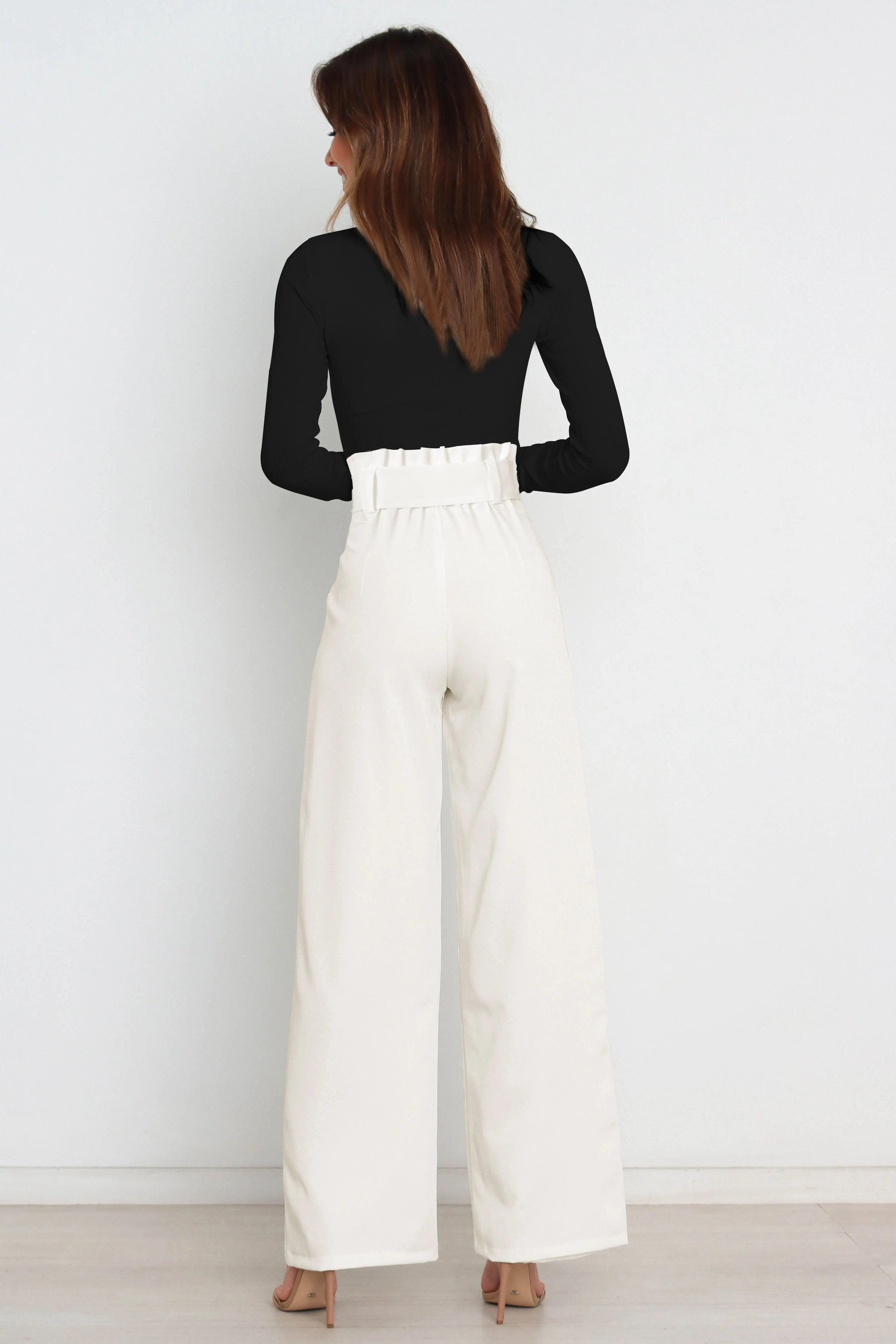 Tie Front Paperbag Wide Leg Pants - Elena Rae Co.