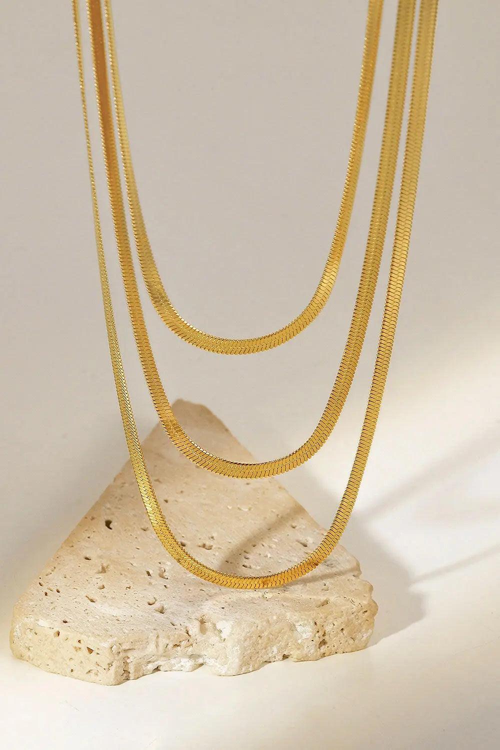 Triple-Layered Snake Chain Necklace - Elena Rae Co.