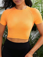 Cropped Round Neck Active Top - Elena Rae Co.