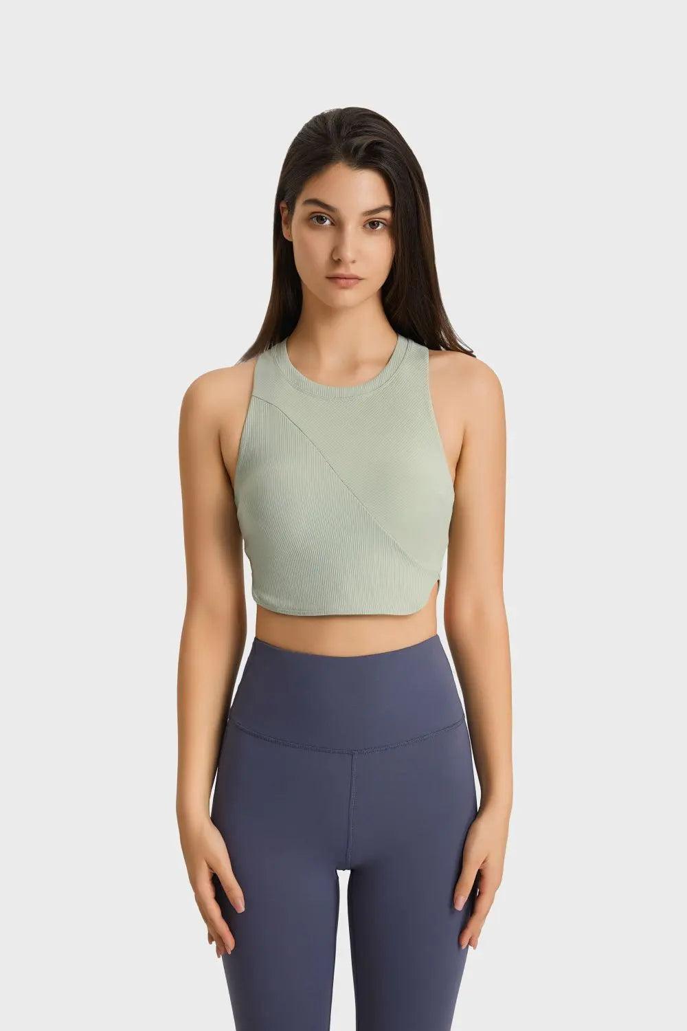 Racerback Hem Detail Sports Bra - Elena Rae Co.