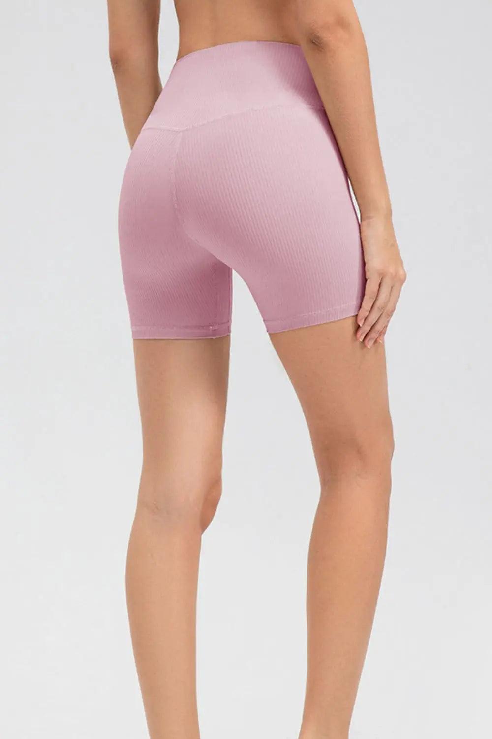 Wide Waistband Slim Fit Sports Shorts - Elena Rae Co.