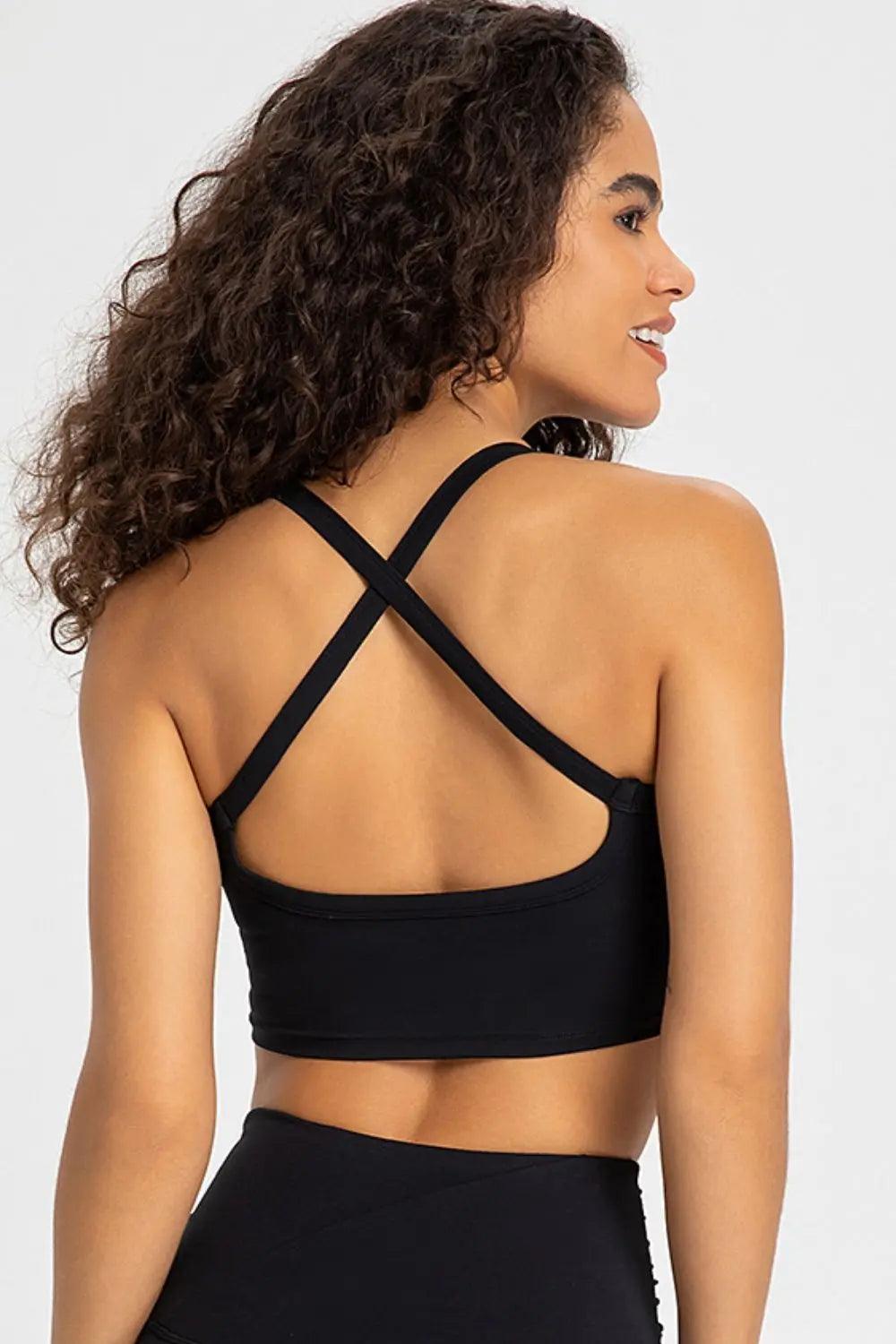 Crisscross Back V-Neck Sports Bra - Elena Rae Co.