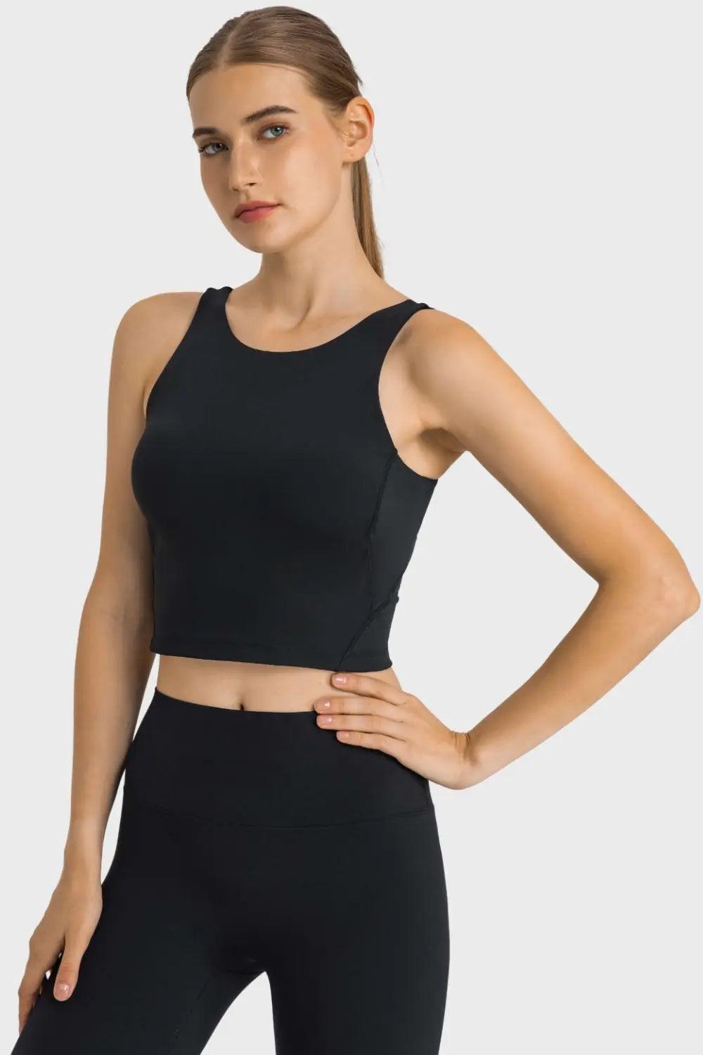 Feel Like Skin Highly Stretchy Cropped Sports Tank - Elena Rae Co.