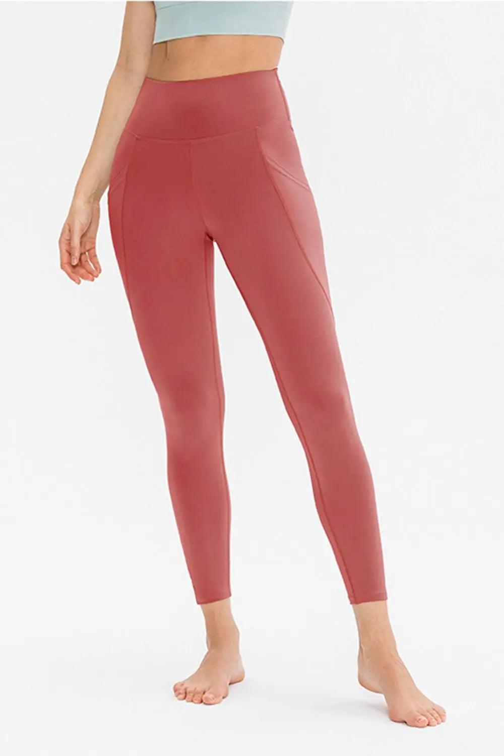 Slim Fit Long Active Leggings with Pockets - Elena Rae Co.