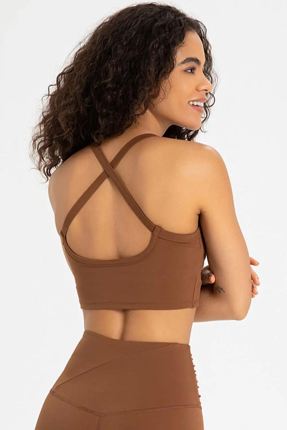 Crisscross Back V-Neck Sports Bra - Elena Rae Co.