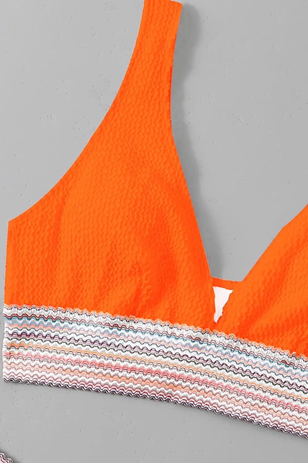 Contrast Textured High Cut Swim Set.