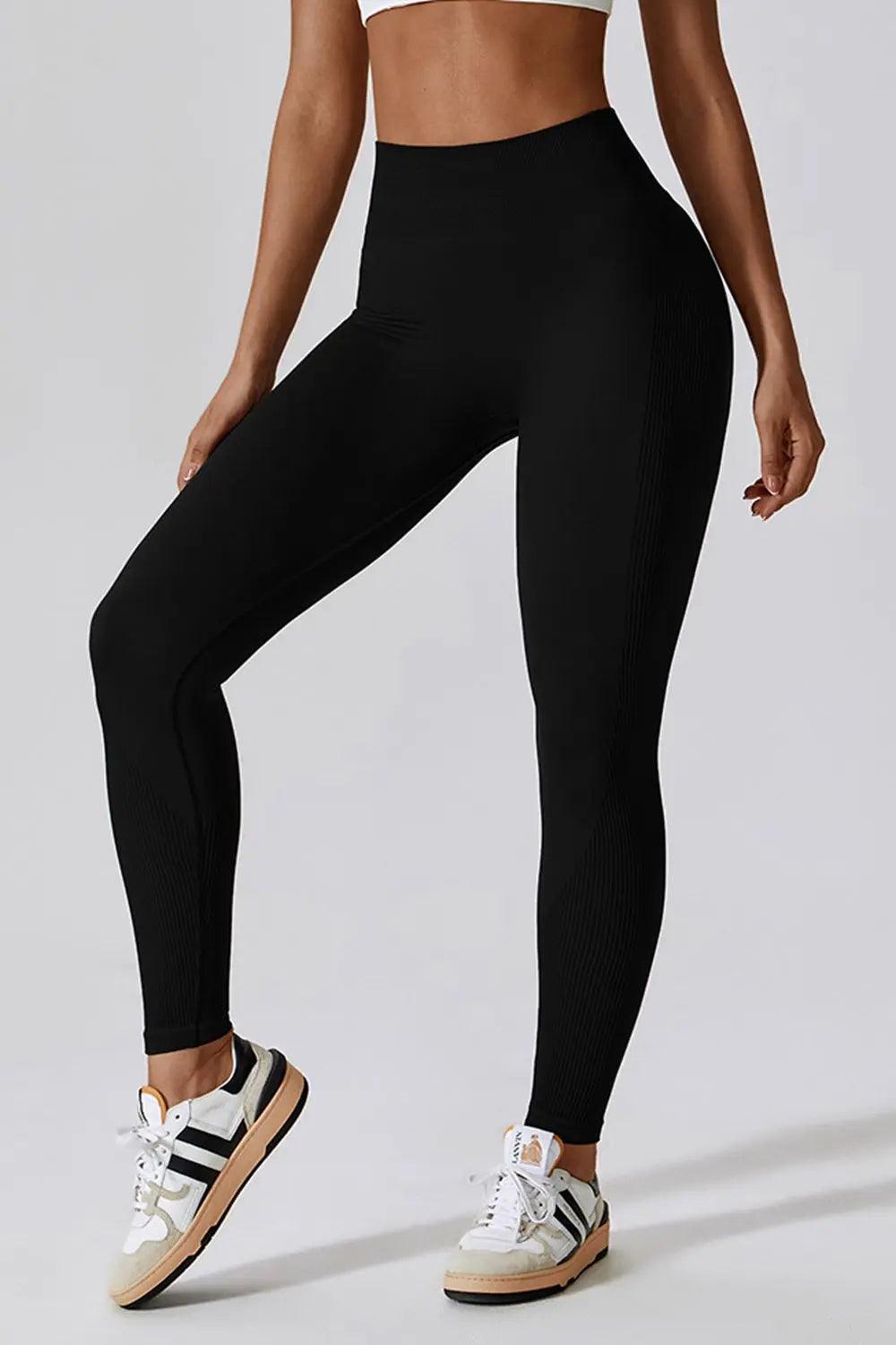 Wide Waistband Slim Fit Long Sports Leggings - Elena Rae Co.