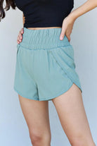 Ninexis Stay Active High Waistband Active Shorts in Pastel Blue - Elena Rae Co.