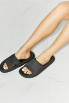 MMShoes Arms Around Me Open Toe Slide in Black - Elena Rae Co.