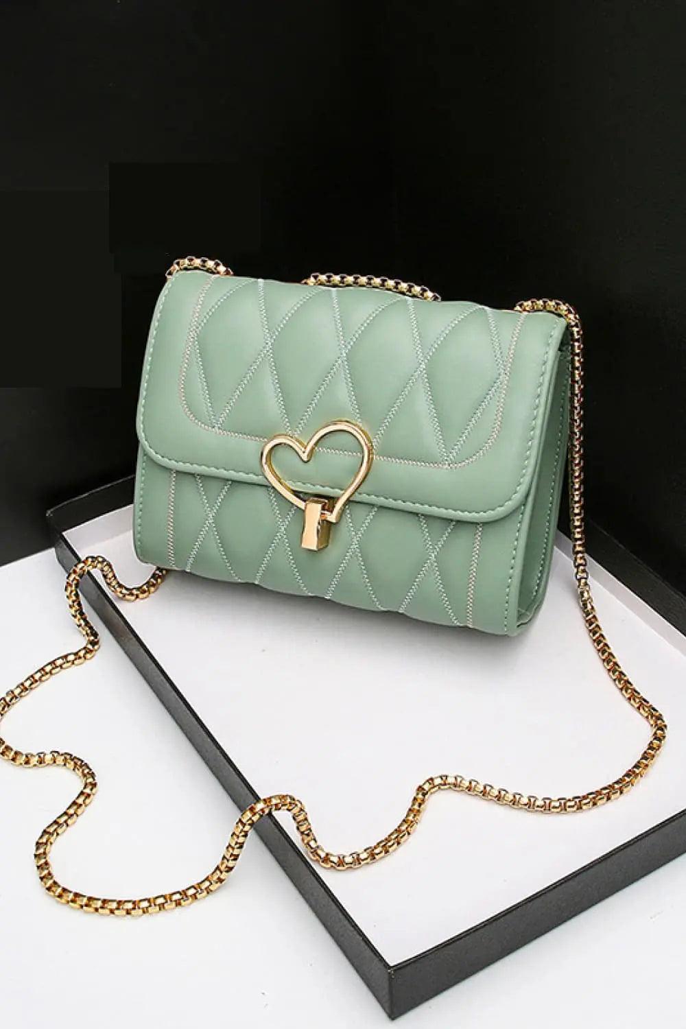 Heart Buckle PU Leather Crossbody Bag - Elena Rae Co.