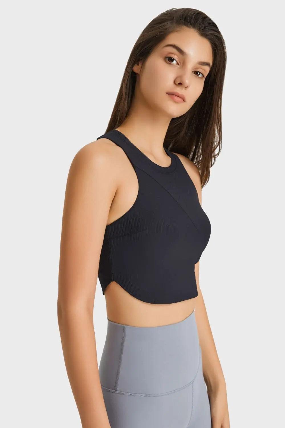 Racerback Hem Detail Sports Bra - Elena Rae Co.