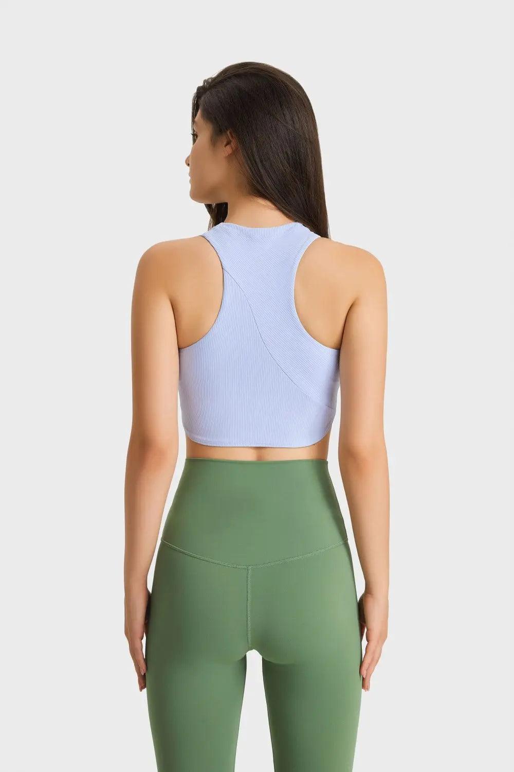 Racerback Hem Detail Sports Bra - Elena Rae Co.